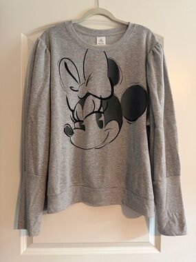 NWT Disney Parks Minnie Mouse Fleece Lined Sweatshirt Gray 2X